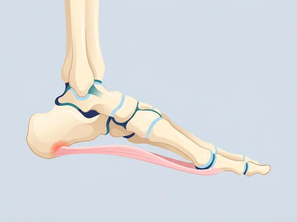 Ilustracija stopala s plantarno fascijo